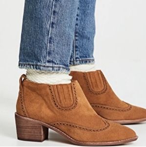 Madewell The Grayson Brogue Suede Western Chelsea Ankle Boot Size 8